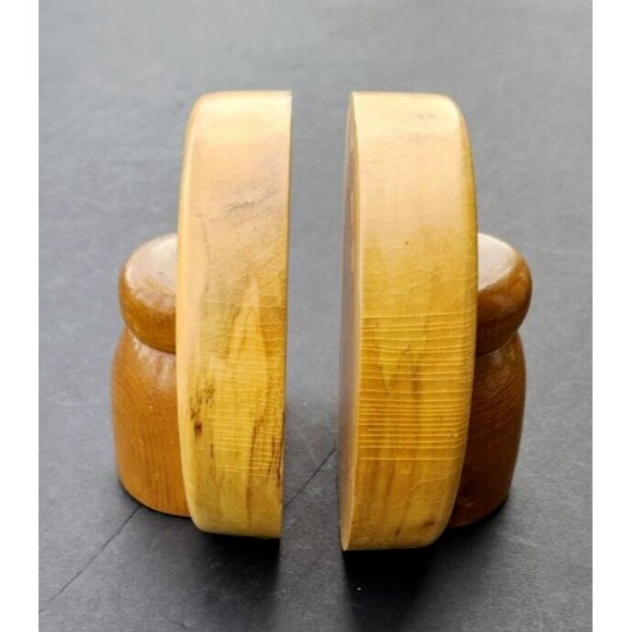 Oregon Myrtle Wood Bookends Mid-Century Modern MCM Shearer Sculpture Art - Picture 3 of 11